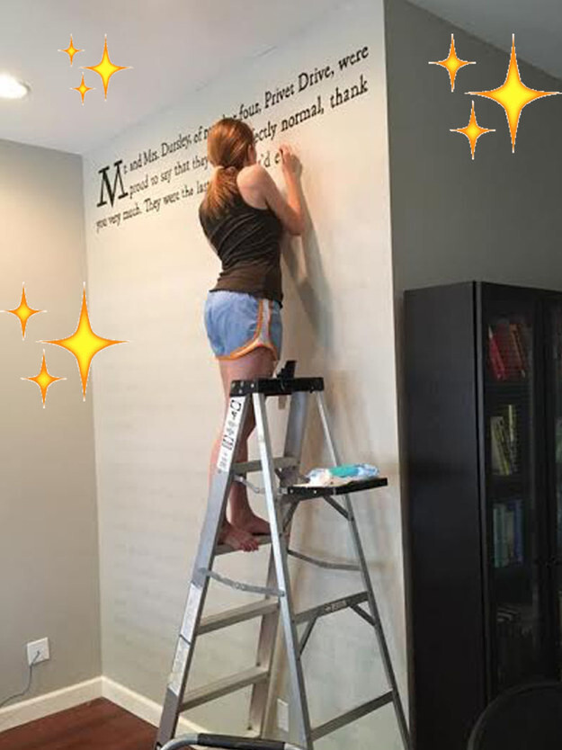She went line by line and basically transformed her space into a literal Harry Potter book with the SHEER MAGIC OF DIY.