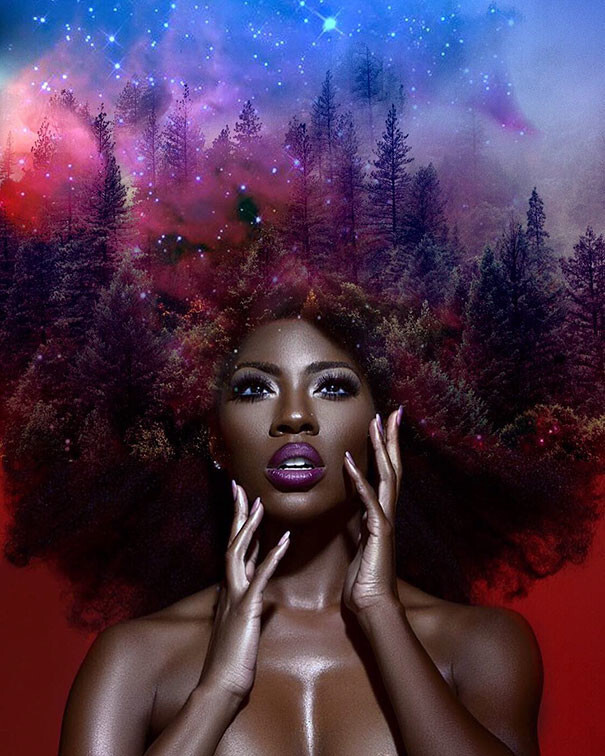 Afros Turned Into Flowery Galaxies To Make Black Women Proud Of Their African Heritage