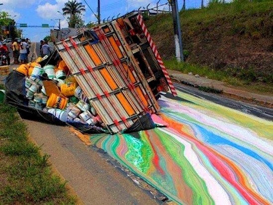 6. Horrible paint accident? Or newly designed Rainbow Road???