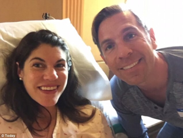 Sarah (pictured with husband Nick) welcomed a daughter, Samantha Lynne, in La Jolla, California, on Pacific time