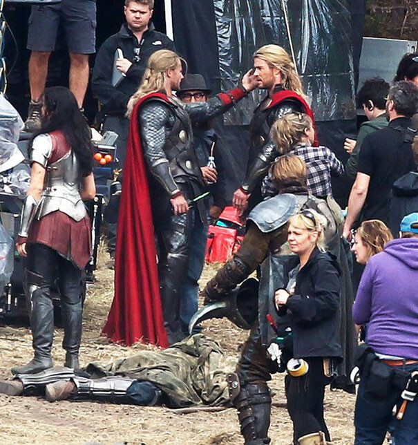 #27 Chris Hemsworth With His Stunt Double On The Set Of Thor