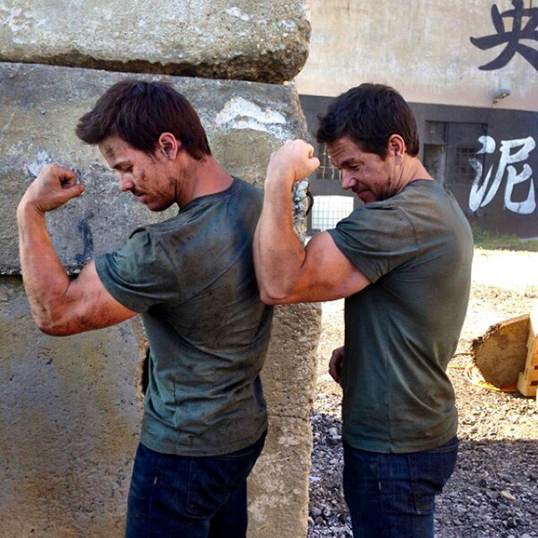 #21 Mark Wahlberg With Stunt Double Dan Mast On The Set If Transformers: Age Of Extinction