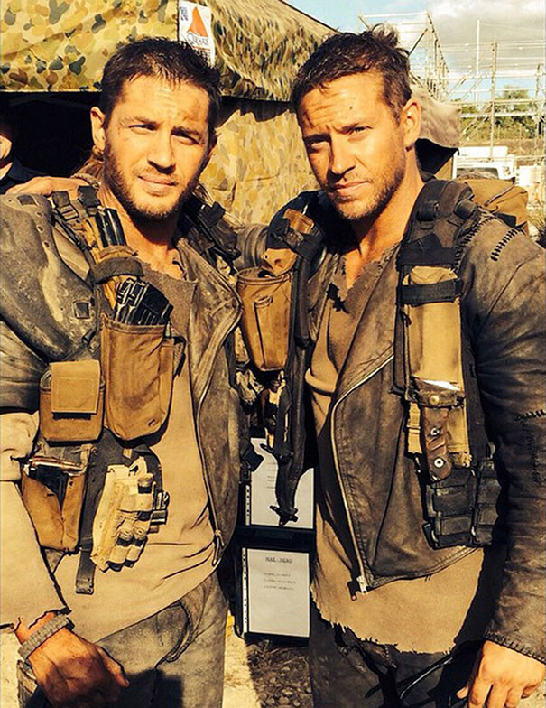 #15 Tom Hardy And Stunt Double Jacob Tomuri On The Set Of Mad Max: Fury Road