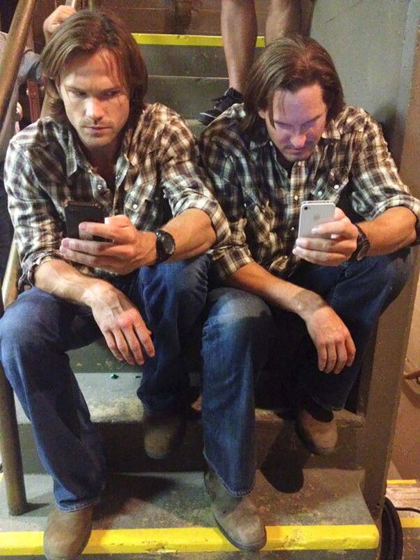 #23 Jared Padalecki With His Stunt Double On The Set Of Supernatural