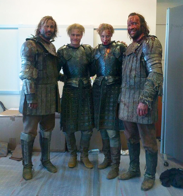 #7 Gwendoline Christie And Rory McCann With Their Stunt Doubles On The Set Of Game Of Thrones