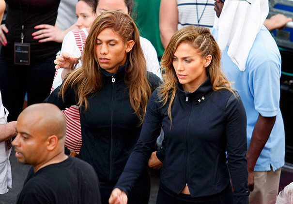 #28 Jennifer Lopez And Her Male Stunt Double On The Set Of Follow The Leader Video Clip