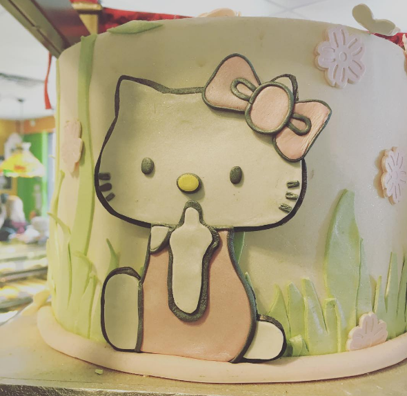 This Hello Kitty cake that looks like she’s flipping you the bird.