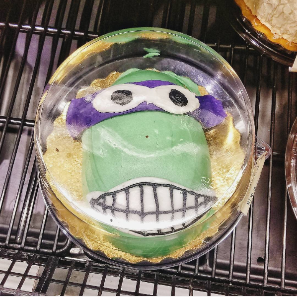 This Teenage Mutant Ninja Turtle cake with extra mutant.