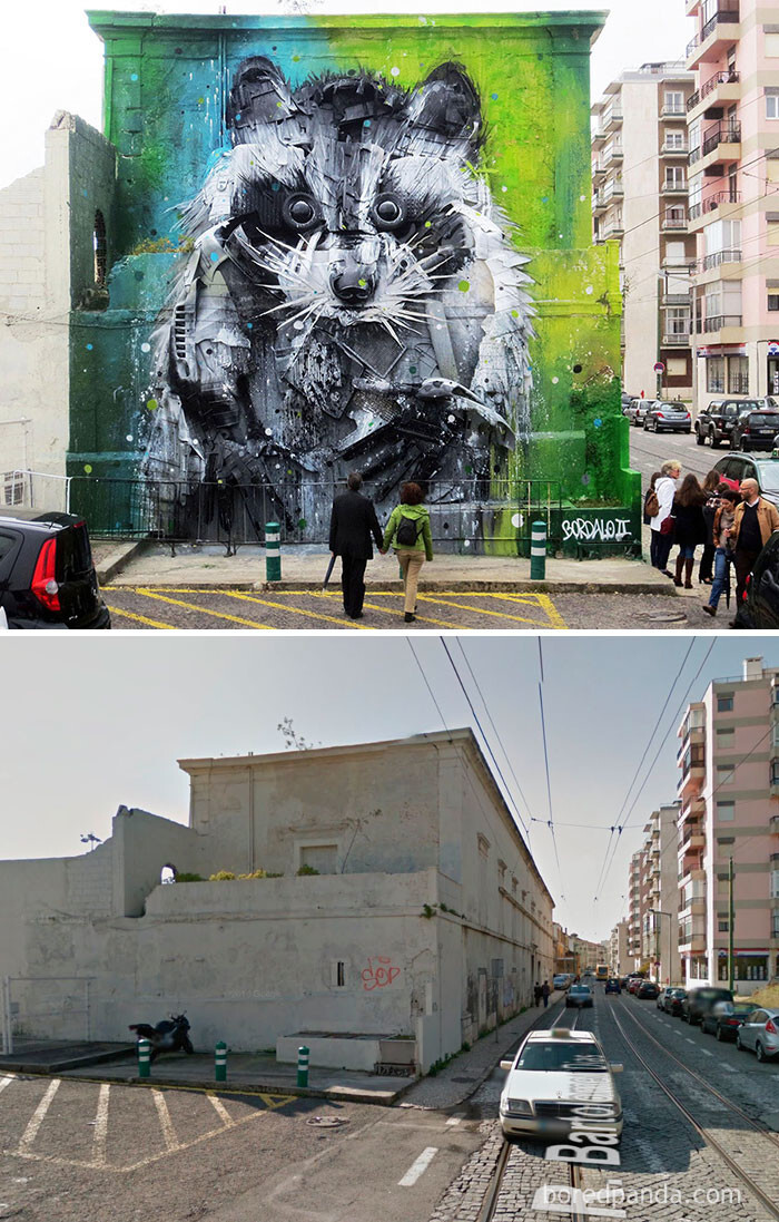 #14 Trash And Found Object Racoon Mural, Lisbon, Portugal