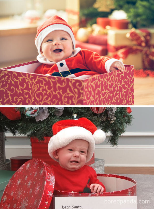 Expectations VS. Reality: 10+ Christmas Baby Photoshoot Fails