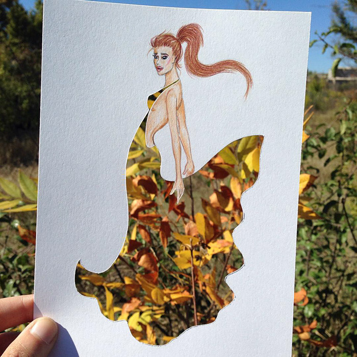 Armenian Illustrator Completes His Cut-Out Dresses With Everyday Objects
