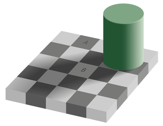 6. Tile A and B are the same color! The checker shadow illusion is probably one of the most difficult to believe. 