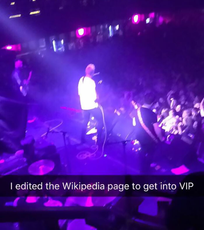 He showed the page to the bouncer, who then allowed him into the VIP section where the view was much better