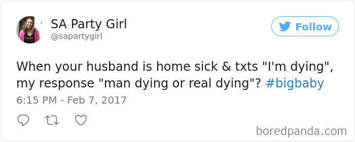 10+ Hilarious Posts About Husbands Who Catch A Cold And Think They’re Dying