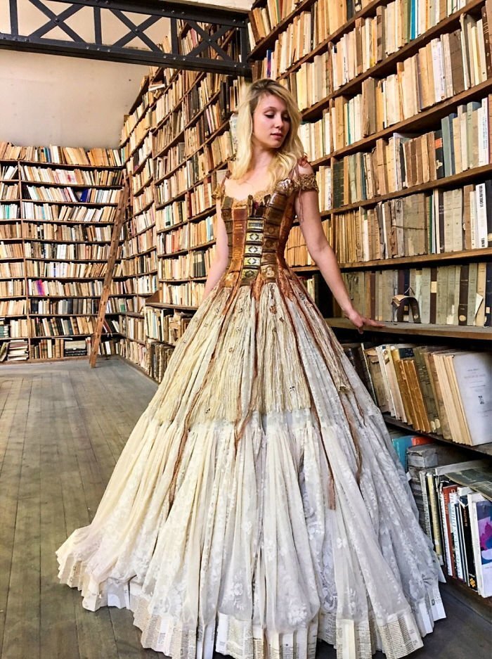 Dress made from book spines