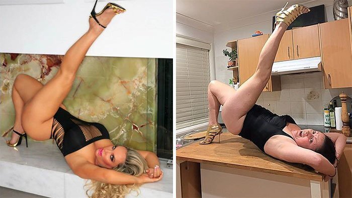 Woman Continues To Hilariously Recreate Celebrity Instagram* Pics, And The Result Is Better Than The