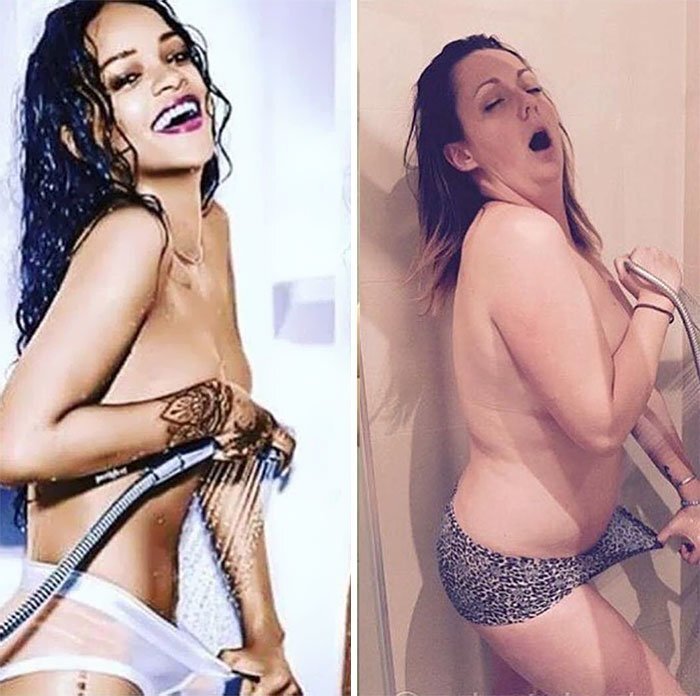 Woman Continues To Hilariously Recreate Celebrity Instagram* Pics, And The Result Is Better Than The