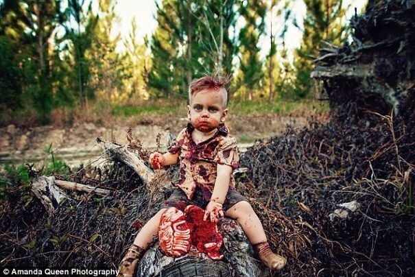 Amy Louise has received a huge wave of backlash for organizing her toddler a “sickening” zombie-cake photoshoot