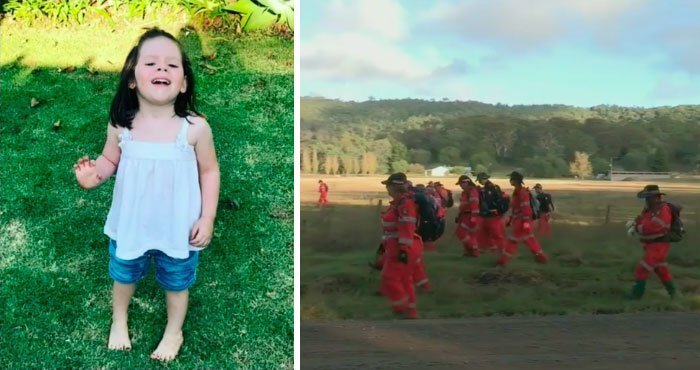 Last Friday, wearing only a T-shirt and pants, the 3-year-old Aurora wandered off with Max into bushland and got lost
