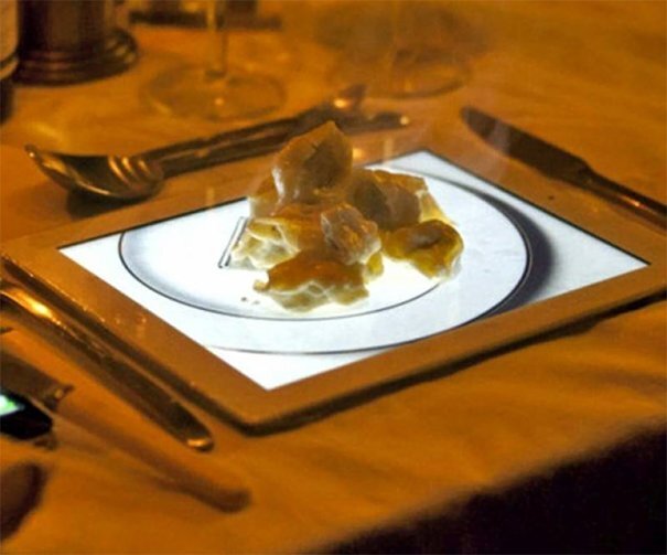 #5 Self-Aware Absurdity? Apple Pastry Desert Served On An Image Of A Plate.... On An iPad