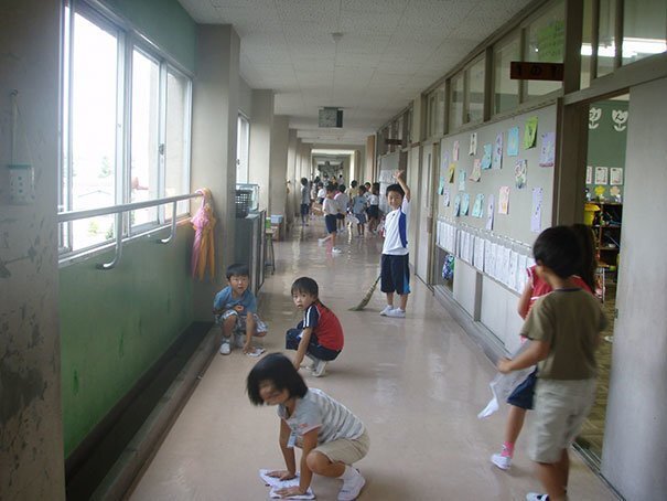 #6 Most Japanese Schools Don't Have Custodians. Instead, The Students Do The Cleaning Themselves As A Part Of Showing Gratitude To The School And Learning How To Become More Productive Members Of Society