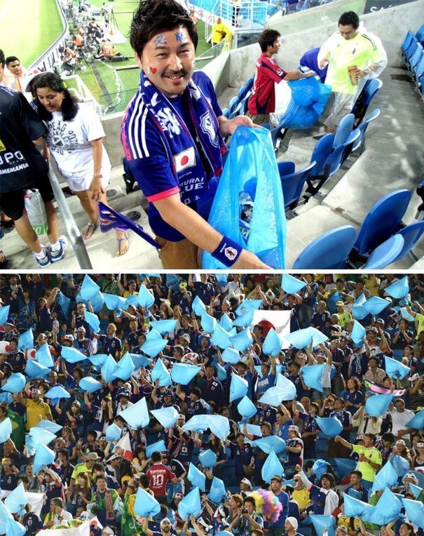 #3 Japanese Fans Stayed Behind After The FIFA World Cup 2014 Match To Help Clean Up