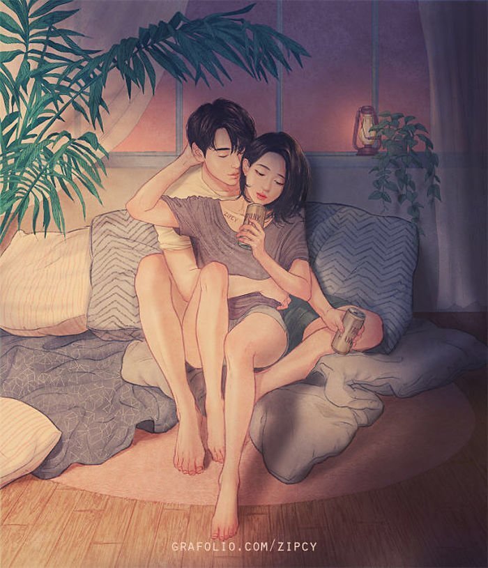 Korean Illustrator Captures Love And Intimacy So Well That You Can Almost Feel It