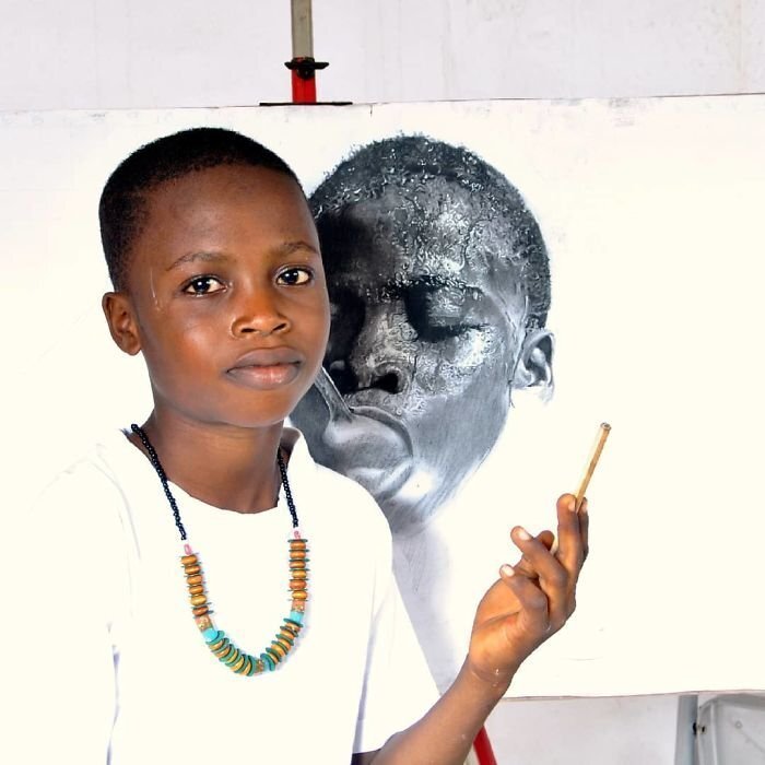 This is Kareen Waris Olamilekan, an 11-year-old artist from Lagos, Nigeria