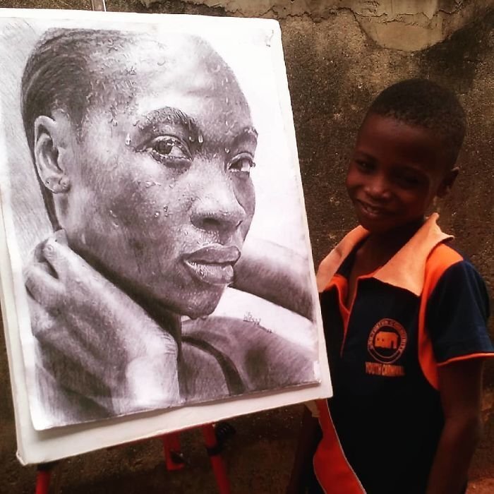 This talented young man is currently studying at Ayowole Academy of Arts