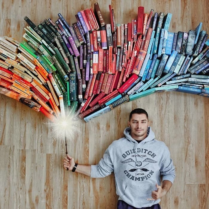 Book-Loving Guy Turns His Massive Library Into Art And His 120k Instagram* Followers Approve