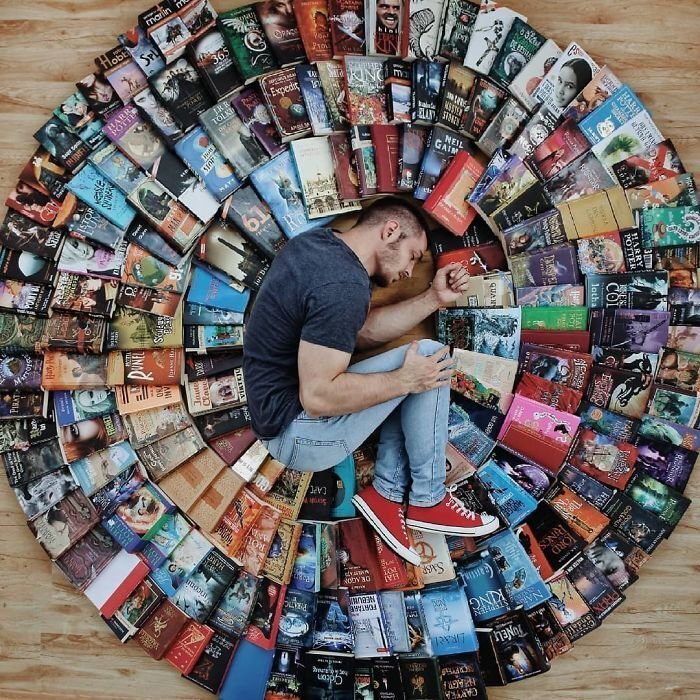 Book-Loving Guy Turns His Massive Library Into Art And His 120k Instagram* Followers Approve