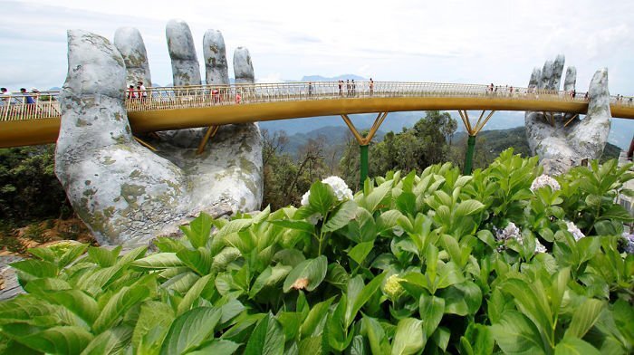 Known as the Golden Bridge, it stands 1,400m above sea level above the Ba Na hills