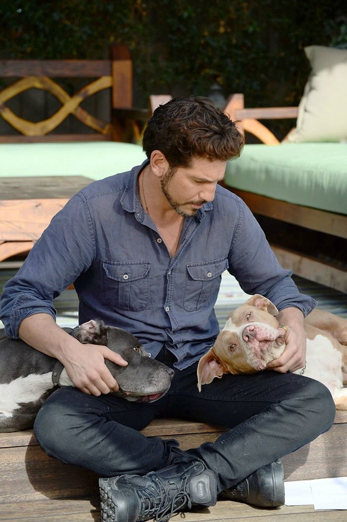 These Photos Of ‘Walking Dead’ Star With His 3 Rescue Pit Bulls Are The Hottest Thing Ever