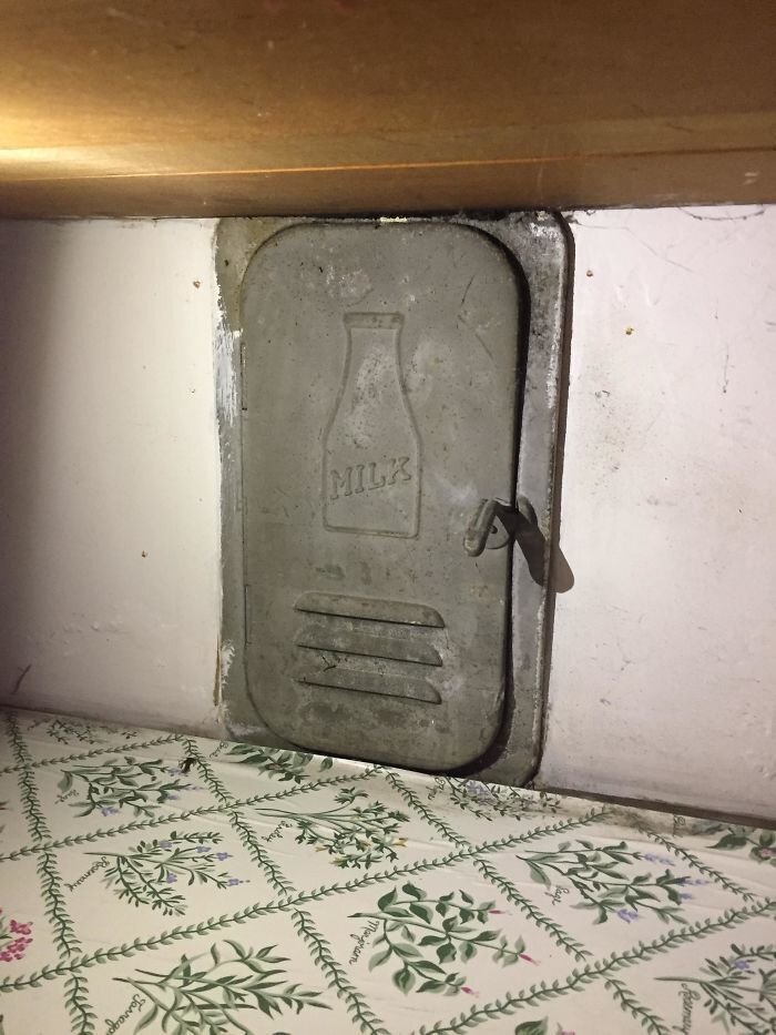 #9 Our New Apartment Has A Little Milk Door Under The Cabinets