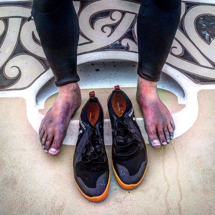 Ross also shared a photo to show how his feet looked like after swimming