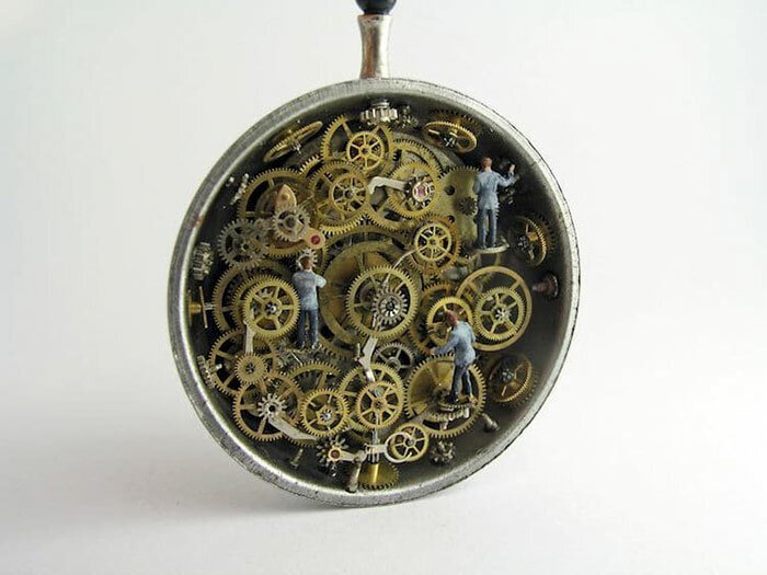 This Artist Turns Old Pocket Watches Into Miniature Worlds