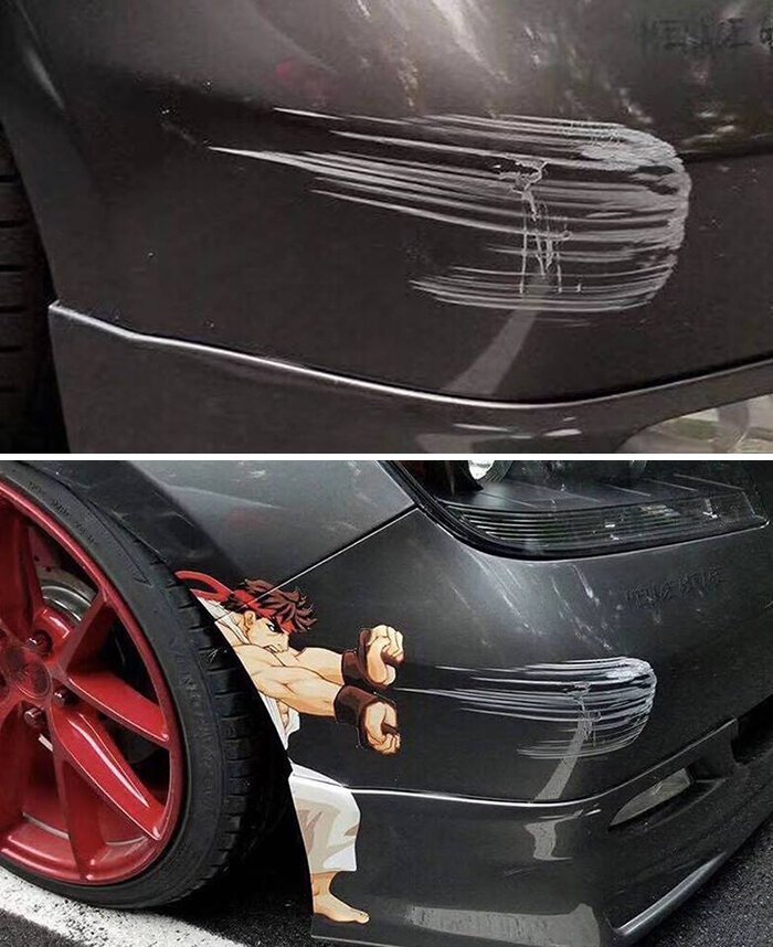 That's One Way To Deal With Car Scratches