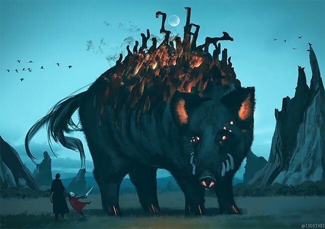 Japanese Illustrator Imagines A World Where Humans Live Among Giant Animals