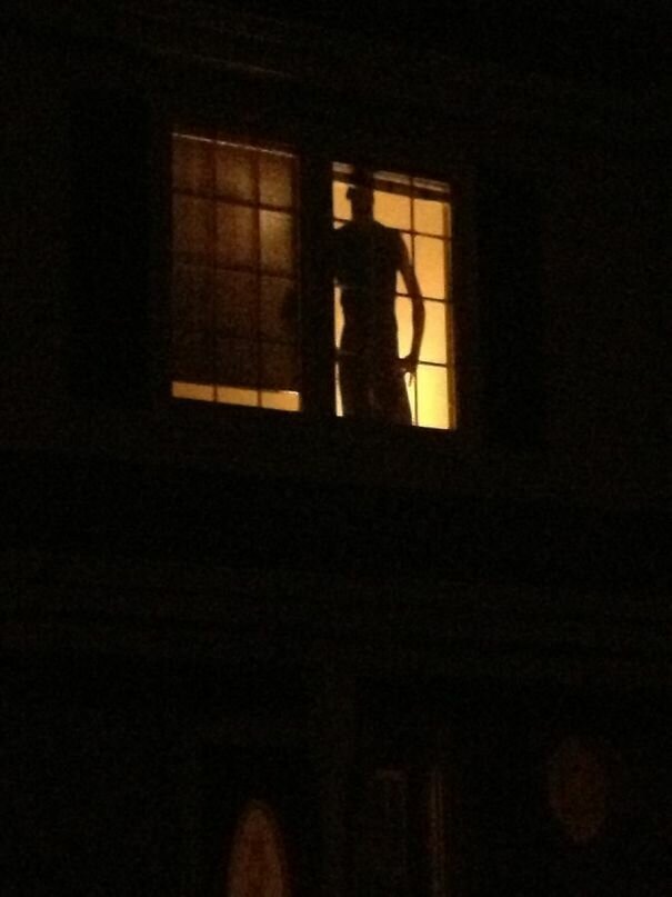 #15 Every Time I Come Home Late My Neighbor's Burglar-Proofing Cardboard Cutout Gives Me A Minor Heart Attack