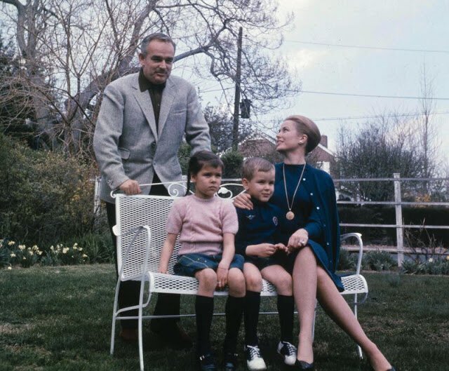 1965. Prince Rainier of Monaco with Princess Grace and their two children Caroline and Albert.