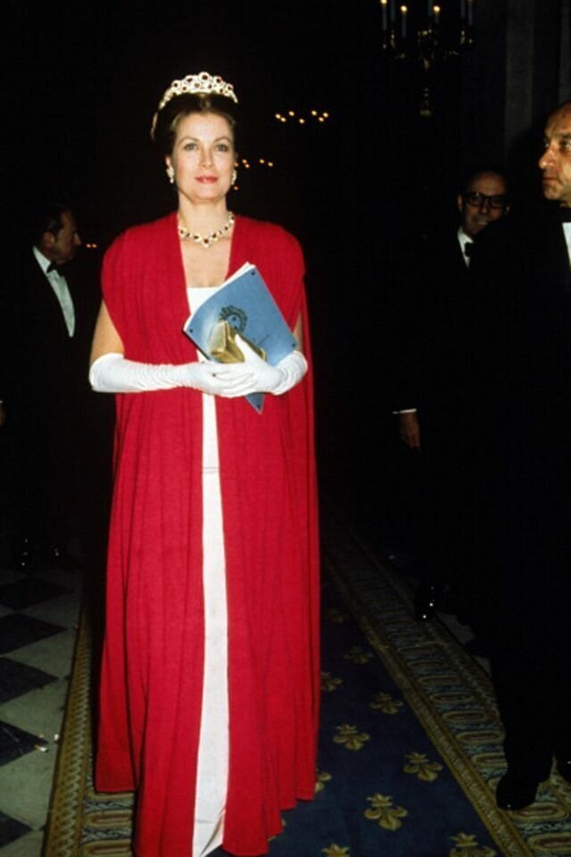 November 28, 1973. Princess Grace of Monaco at Gala for the restoration of the Castle of Versailles, France. Photo by Daniel Simon.