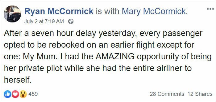 He shared a heart-warming message on Facebook* after a recent flight