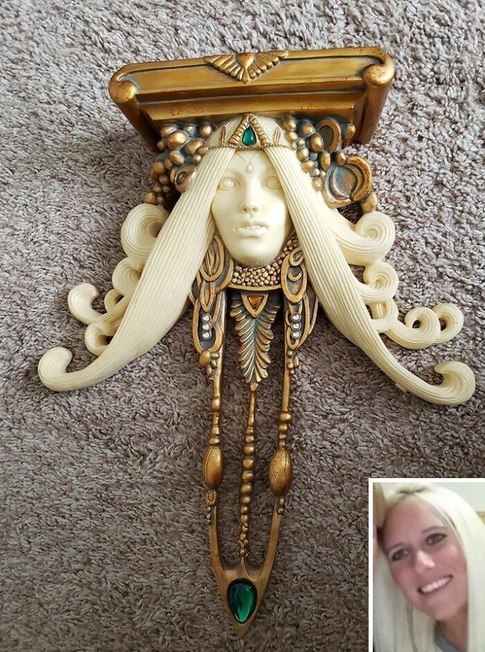 #18 Found Her Yesterday, It's A Shelf & Heavy! Made Of Bakelite. Don't Know Anything About It But She Looks Like A Creepy Version Of Me So Yup.. She's Mine Now