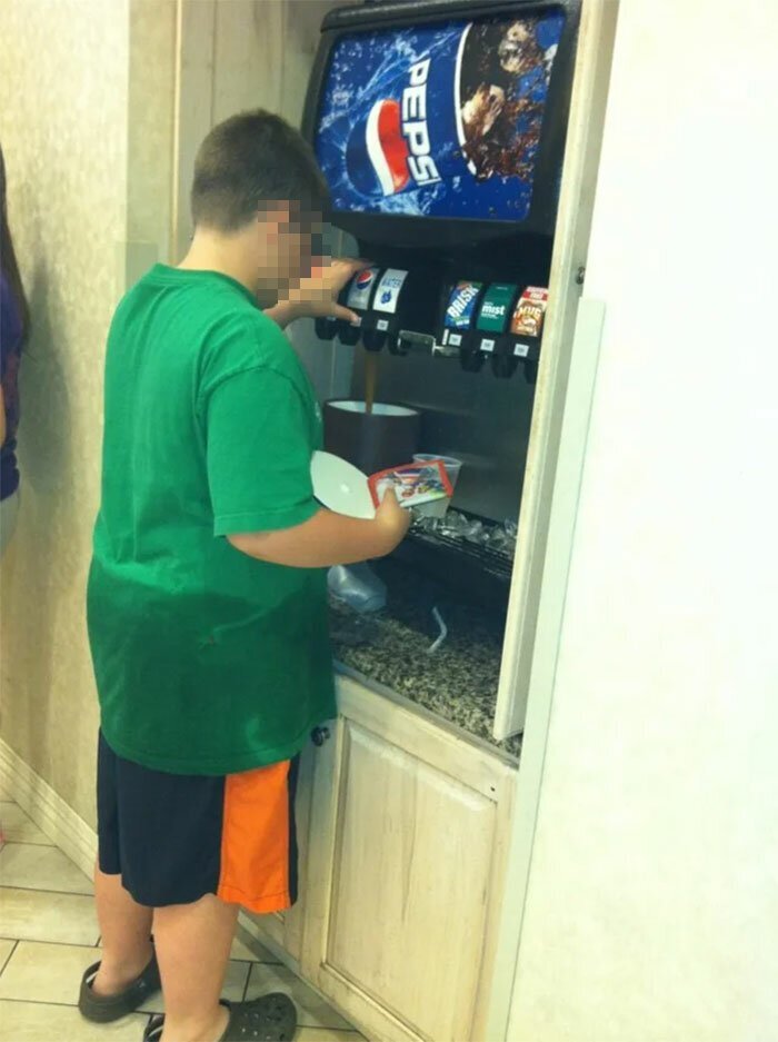 #12 What? Oh, Nothing. Just Filling A Hotel Ice Bucket With Pepsi