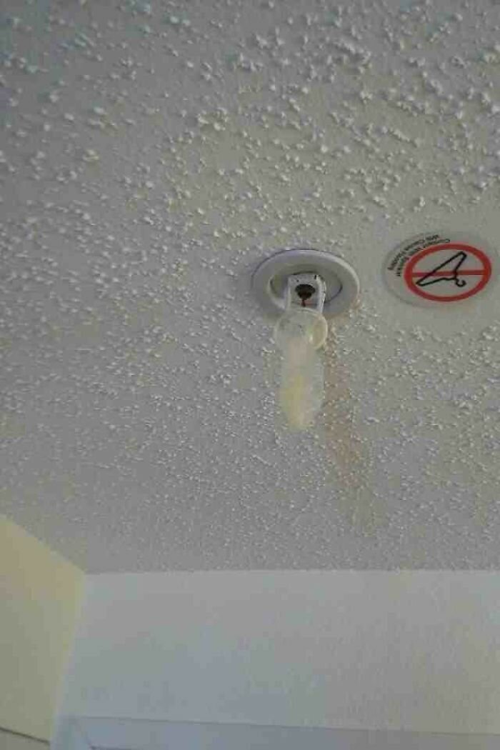 #7 My Girlfriend Works At A Hotel. This Is What One Of The Maintenance Employees Found Hanging From One Rooms Sprinkler