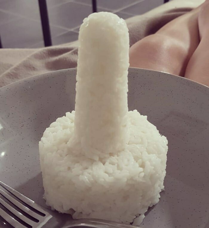 1. This wife, who made her husband a rice penis mold for dinner: