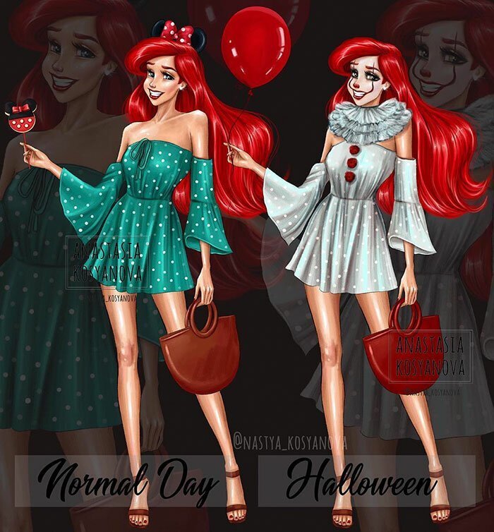 8 Disney Princesses All “Dressed Up” For Halloween By A Russian Artist