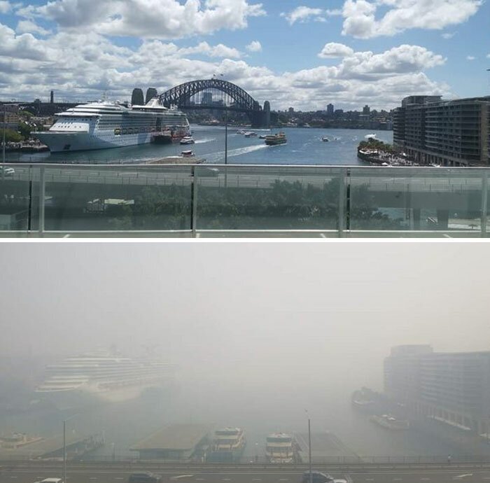 Before And After Of Sydney Due To Smoke From The Rampant Bush Fires