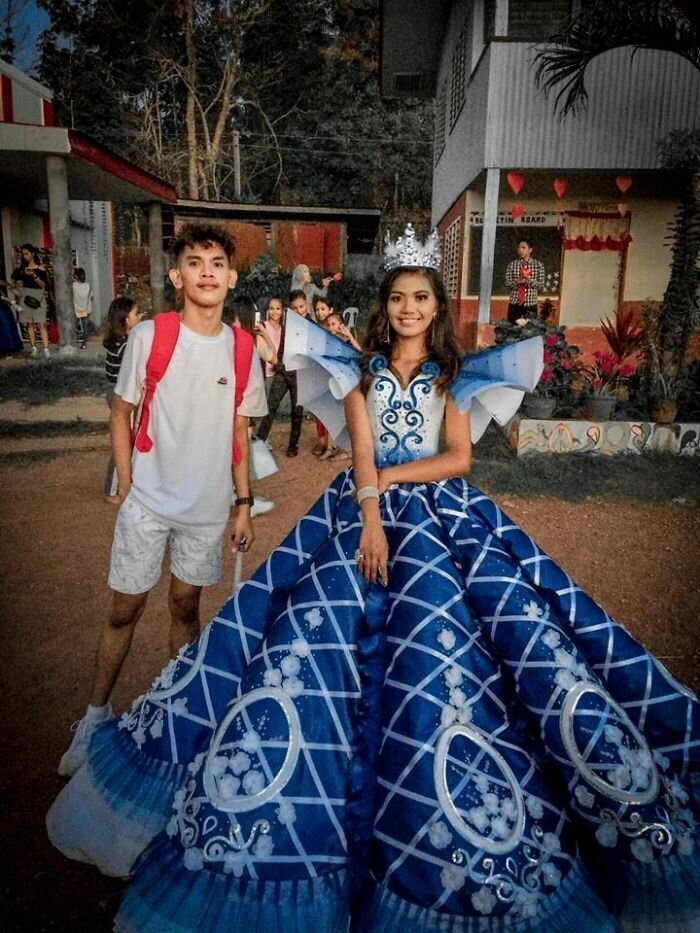 Mave from the Philippines designed and created a prom dress for his sister