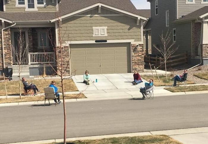 Mom sent a picture of how their street is socializing